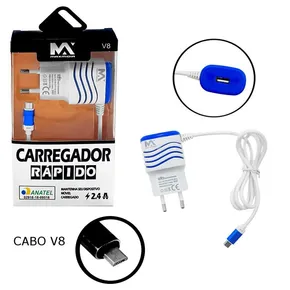 CARREGADOR DE CELULAR RAPIDO V8 2.4A - DYNASTY