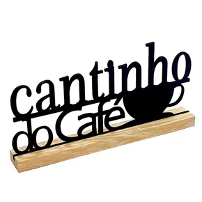 ENFEITE DECORATIVO MDF CANTINHO DO CAFÉ COM BASE 15X30CM- GOLDEN RIO