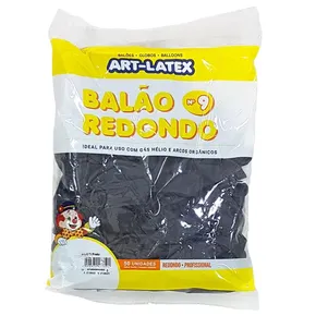 BALAO LISO REDONDO N.9 LINHA PROFISSIONAL PRETO COM 50 UNIDADES - ART-LATEX
