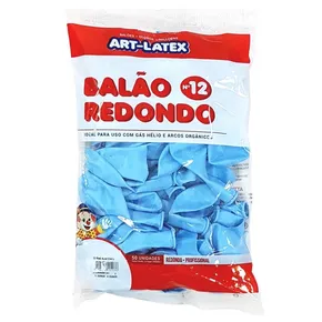 BALAO LISO N.12 REDONDO LINHA PROFISSIONAL AZUL CLARO COM 50 UNIDADES - ART-LATEX