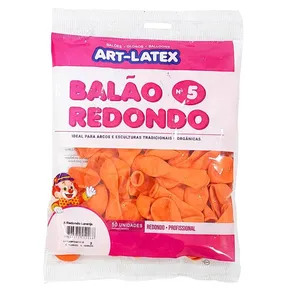 BALAO LISO N5. REDONDO LINHA PROFISSIONAL LARANJA COM 50 UNIDADES - ART-LATEX