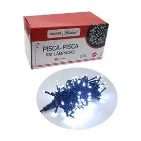 PISCA NATAL LED BRANCO FRIO 100 LAMP.FIO VERDE FIXO 127V/8MT-MF